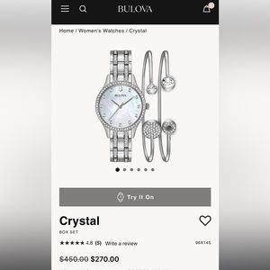 Bulova Crystal Watch and Bracelet Set Silver